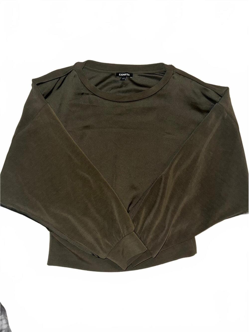 Women's Express olive velvet fleece pullover sweatshirt size medium